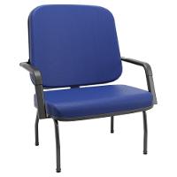 Cadeira De Escritório Recepção Com Braço Fixa Preta Magno P03 Vinil Azul - Lyam Decor - 1