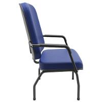 Cadeira De Escritório Recepção Com Braço Fixa Preta Magno P03 Vinil Azul - Lyam Decor - 2