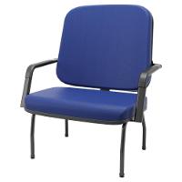 Cadeira De Escritório Recepção Com Braço Fixa Preta Magno P03 Vinil Azul - Lyam Decor - 5