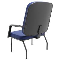 Cadeira De Escritório Recepção Com Braço Fixa Preta Magno P03 Vinil Azul - Lyam Decor - 6