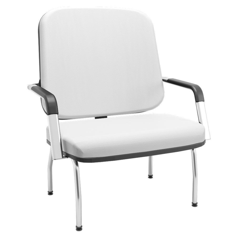 Kit 02 Cadeiras De Escritório Recepção Com Braço Fixa Cromada Magno P03 Vinil Branco - Lyam Decor - 2