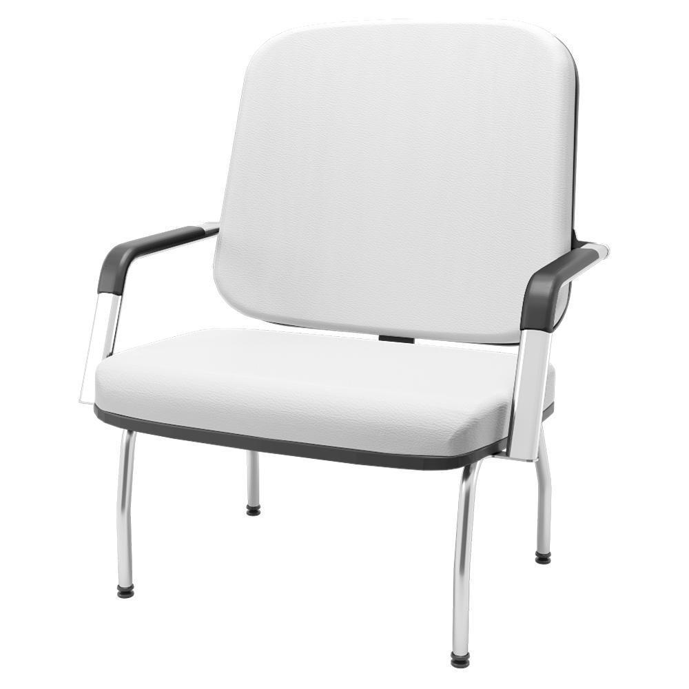 Kit 02 Cadeiras De Escritório Recepção Com Braço Fixa Cromada Magno P03 Vinil Branco - Lyam Decor - 6