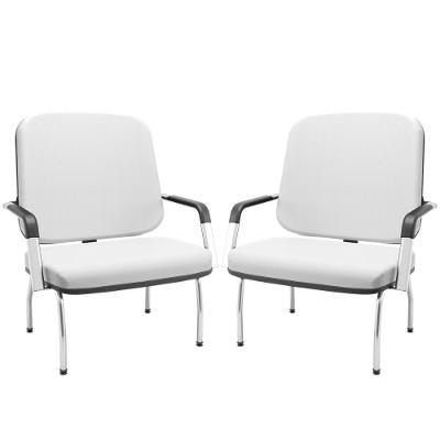 Kit 02 Cadeiras De Escritório Recepção Com Braço Fixa Cromada Magno P03 Vinil Branco - Lyam Decor