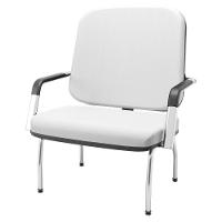 Kit 02 Cadeiras De Escritório Recepção Com Braço Fixa Cromada Magno P03 Vinil Branco - Lyam Decor - 6