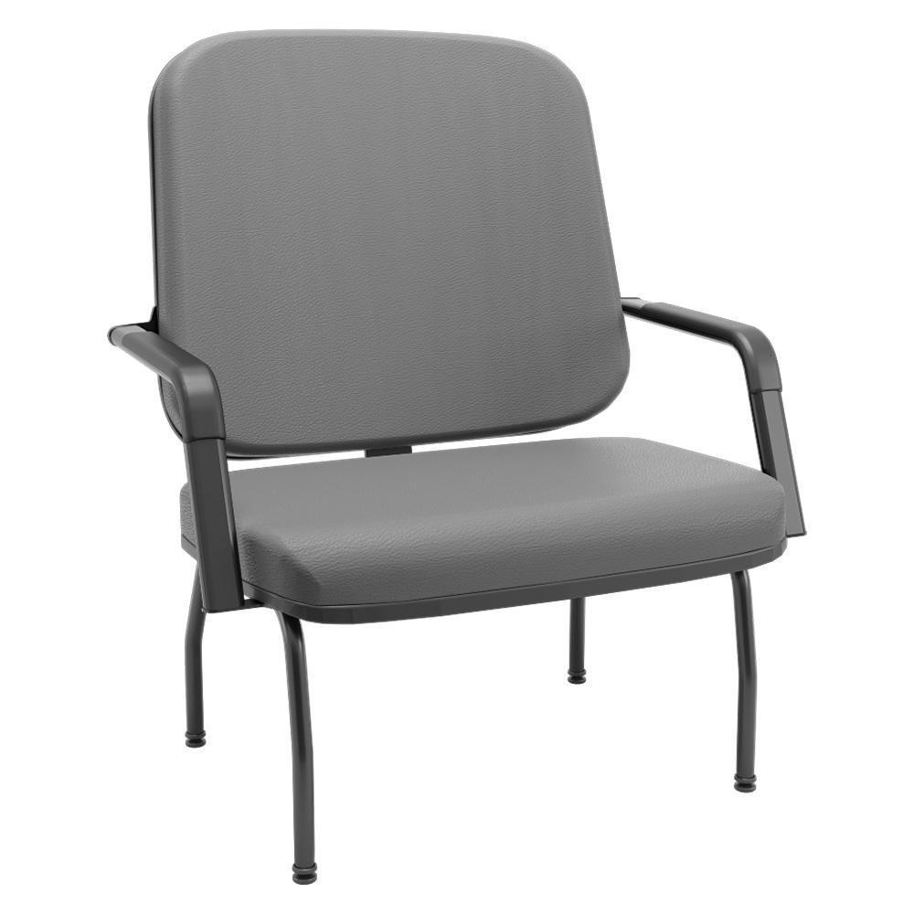 Cadeira De Escritório Recepção Com Braço Fixa Preta Magno P03 Vinil Cinza - Lyam Decor - 1