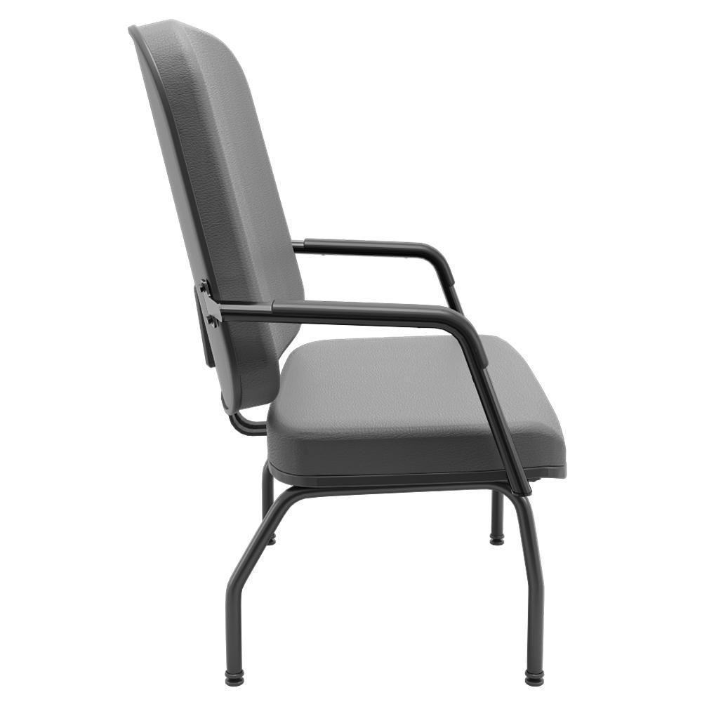 Cadeira De Escritório Recepção Com Braço Fixa Preta Magno P03 Vinil Cinza - Lyam Decor - 2