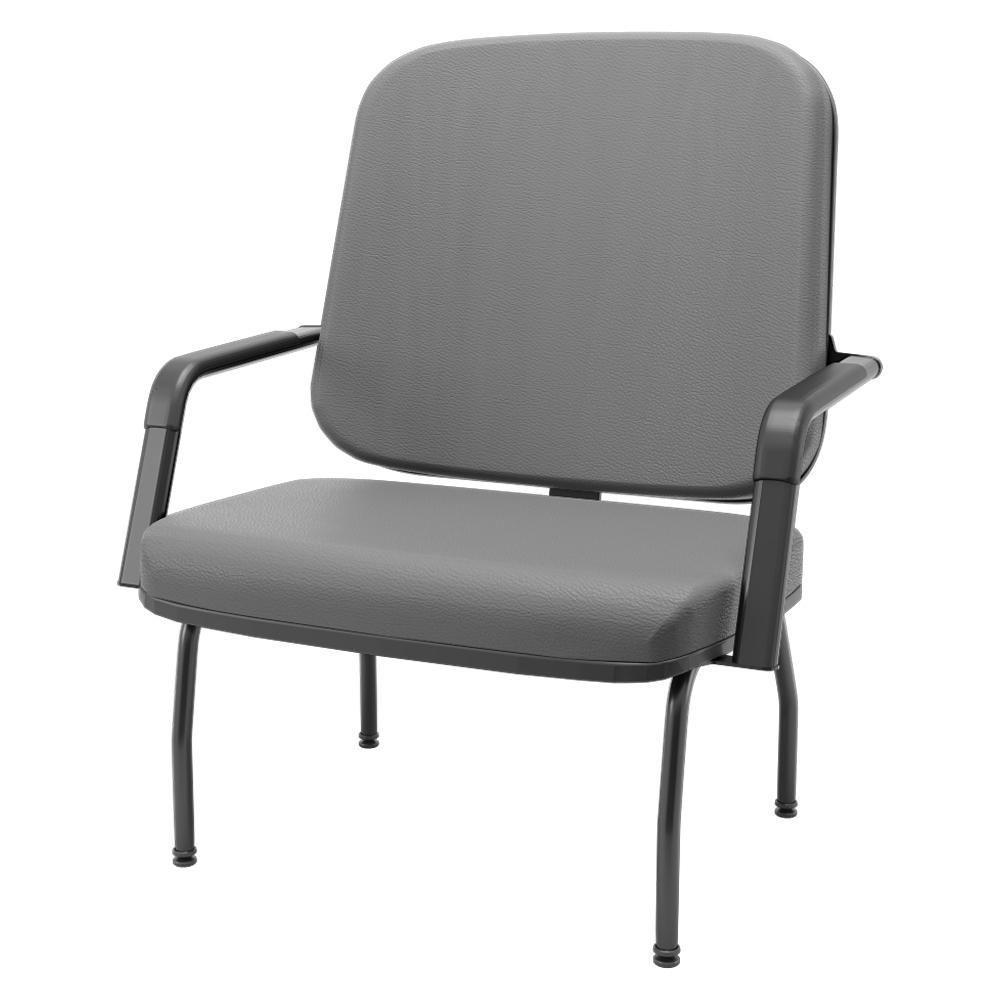 Cadeira De Escritório Recepção Com Braço Fixa Preta Magno P03 Vinil Cinza - Lyam Decor - 5