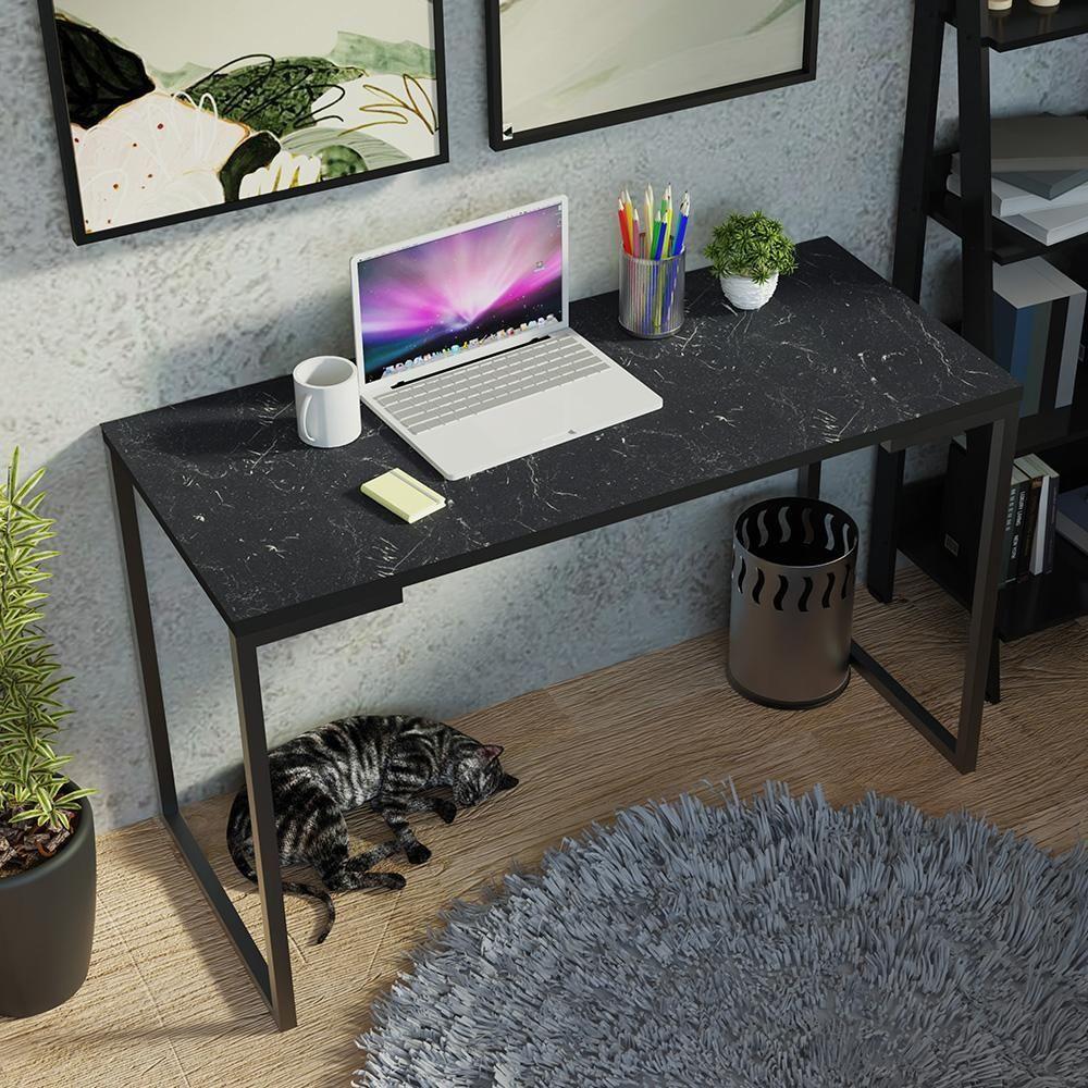 Conjunto Escritório Home Office Com Mesa Industrial + Estante Escada Preto Madesa Preto - 6