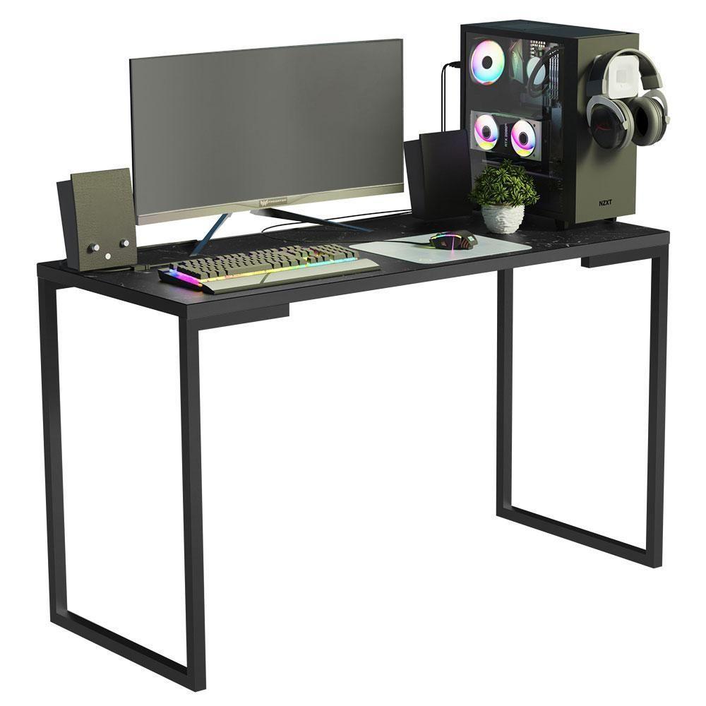 Conjunto Escritório Home Office Com Mesa Industrial + Estante Escada Preto Madesa Preto - 10