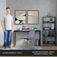 Conjunto Escritório Home Office Com Mesa Industrial + Estante Escada Preto Madesa Preto - 7