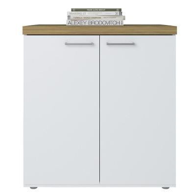 Balcão Para Escritório Home Office Multiuso 2 Portas Orly A02 Olmo Branco - Lyam Decor