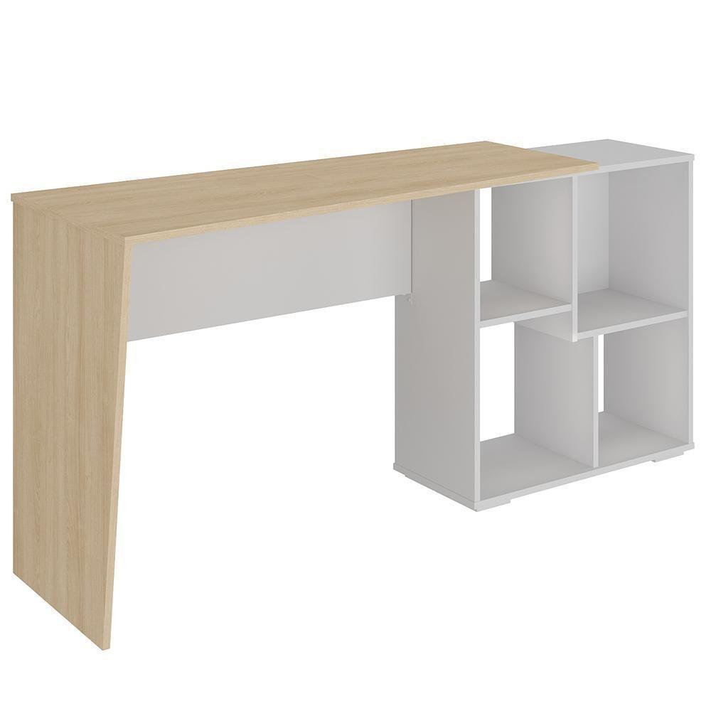 Mesa Para Escritório Escrivaninha Home Office Urban A02 Carvalho Branco - Lyam Decor - 1