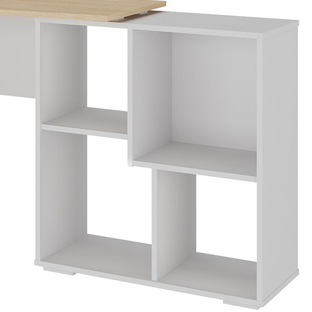 Mesa Para Escritório Escrivaninha Home Office Urban A02 Carvalho Branco - Lyam Decor - 9