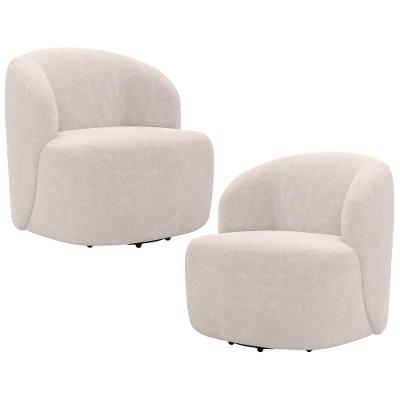 Kit 02 Poltronas Giratória Orgânica Para Sala Living Heidy F04 Bouclê Bege - Lyam Decor