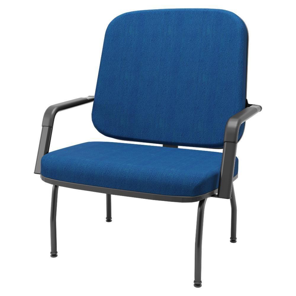 Kit 02 Cadeiras De Escritório Recepção Com Braço Fixa Preta Magno P03 Crepe Azul - Lyam Decor - 5