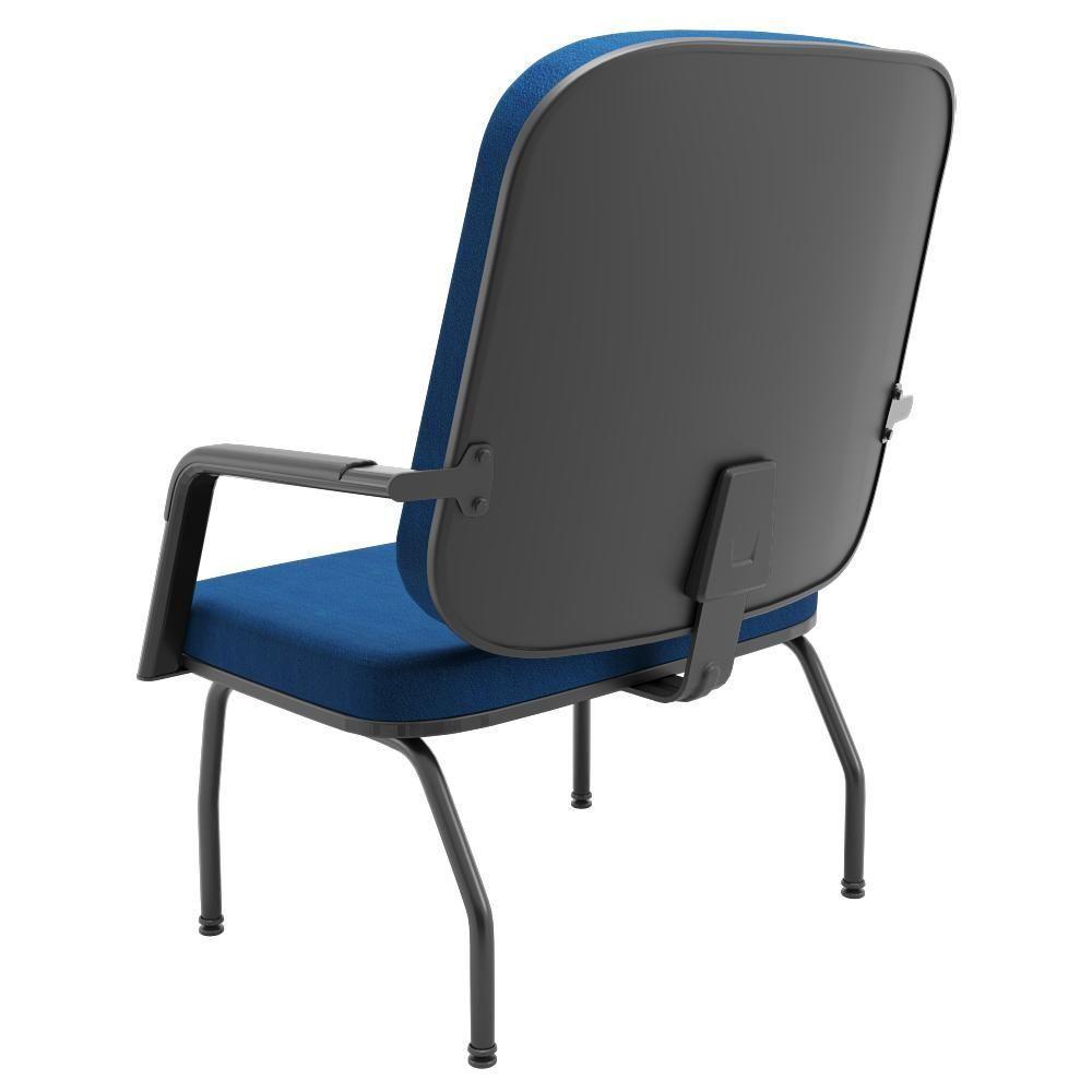 Kit 02 Cadeiras De Escritório Recepção Com Braço Fixa Preta Magno P03 Crepe Azul - Lyam Decor - 6