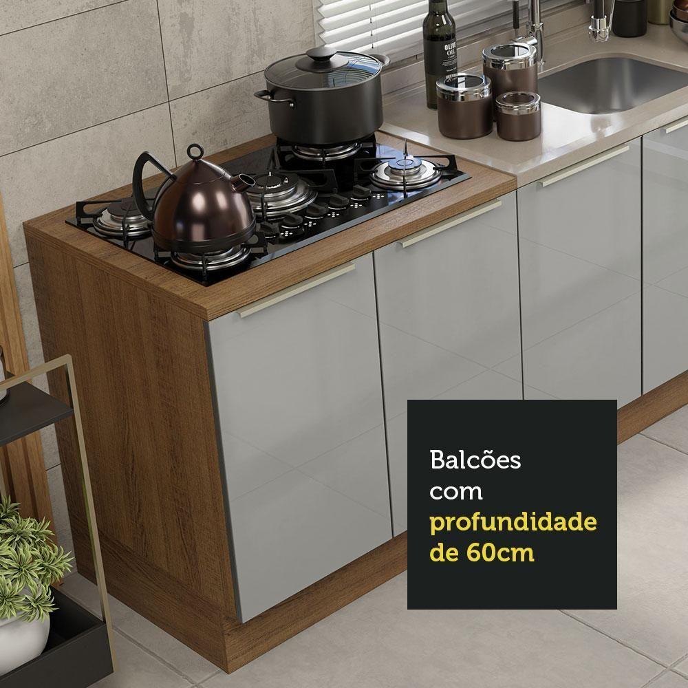 Kit Com 2 Balcões De Cozinha 4 Portas 3 Gavetas Rustic/Cinza - 6