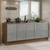 Kit Com 2 Balcões De Cozinha 4 Portas 3 Gavetas Rustic/Cinza - 1