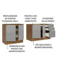 Kit Com 2 Balcões De Cozinha 4 Portas 3 Gavetas Rustic/Cinza - 8