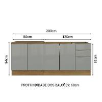 Kit Com 2 Balcões De Cozinha 4 Portas 3 Gavetas Rustic/Cinza - 9