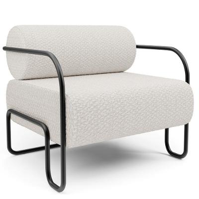 Poltrona Decorativa Pés Industrial Moscou K01 Bouclê Cru - Lyam Decor