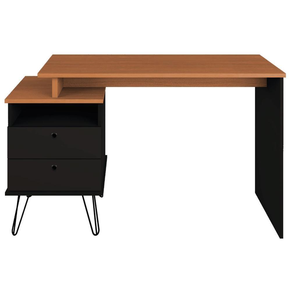 Mesa Para Escritório Escrivaninha Home Office Versa A02 Freijó Preto - Lyam Decor - 1