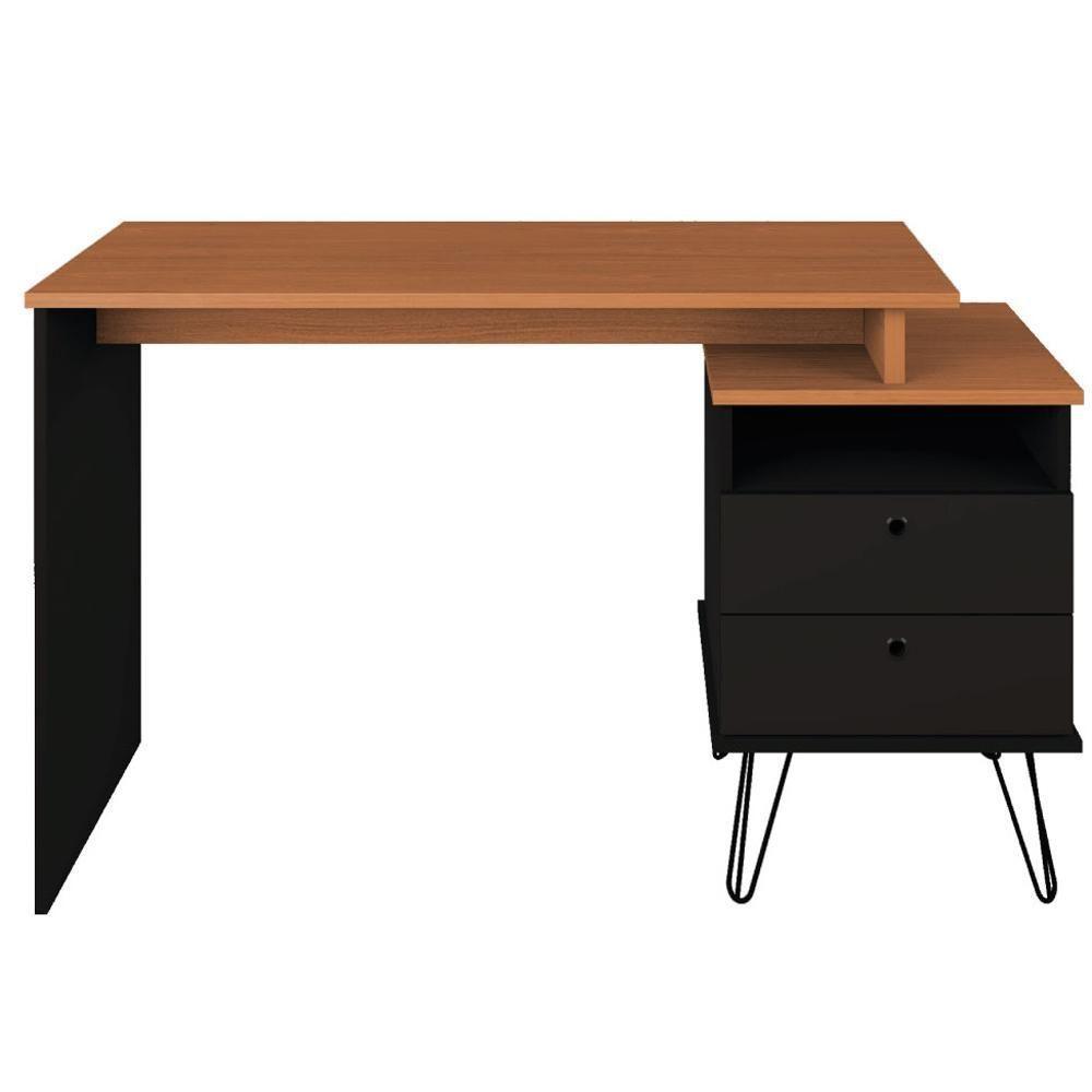 Mesa Para Escritório Escrivaninha Home Office Versa A02 Freijó Preto - Lyam Decor - 3