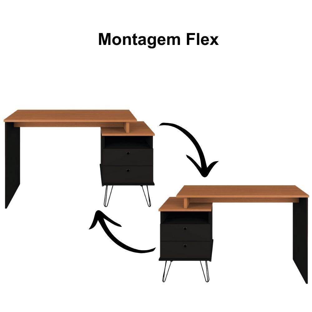 Mesa Para Escritório Escrivaninha Home Office Versa A02 Freijó Preto - Lyam Decor - 9