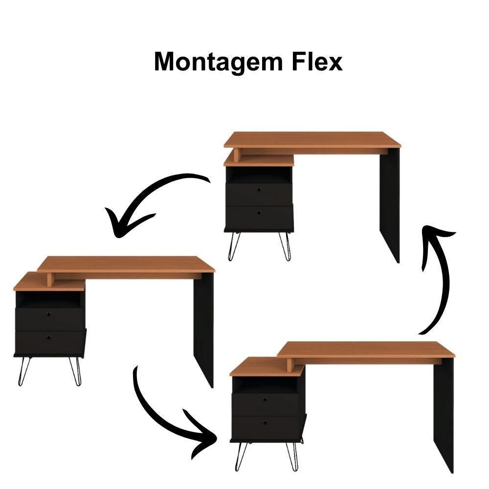 Mesa Para Escritório Escrivaninha Home Office Versa A02 Freijó Preto - Lyam Decor - 10