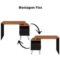 Mesa Para Escritório Escrivaninha Home Office Versa A02 Freijó Preto - Lyam Decor - 9