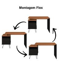 Mesa Para Escritório Escrivaninha Home Office Versa A02 Freijó Preto - Lyam Decor - 10