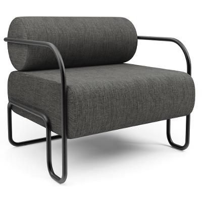 Poltrona Decorativa Pés Industrial Moscou K01 Linho Cinza Escuro - Lyam Decor