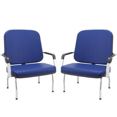 Kit 02 Cadeiras De Escritório Recepção Com Braço Fixa Cromada Magno P03 Vinil Azul - Lyam Decor