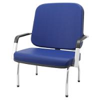 Kit 02 Cadeiras De Escritório Recepção Com Braço Fixa Cromada Magno P03 Vinil Azul - Lyam Decor - 6