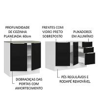 Kit Com 2 Balcões De Cozinha 4 Portas 3 Gavetas Branco/Preto - 3