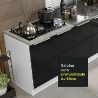 Kit Com 2 Balcões De Cozinha 4 Portas 3 Gavetas Branco/Preto - 10
