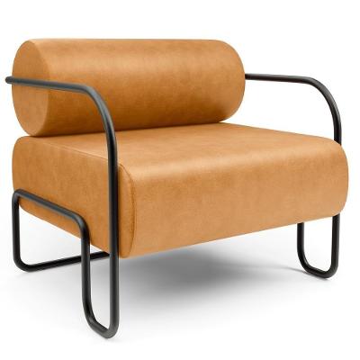 Poltrona Decorativa Pés Industrial Moscou K01 Couríssimo Whisky - Lyam Decor