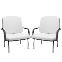 Kit 02 Cadeiras De Escritório Recepção Com Braço Fixa Preta Magno P03 Vinil Branco - Lyam Decor - 1