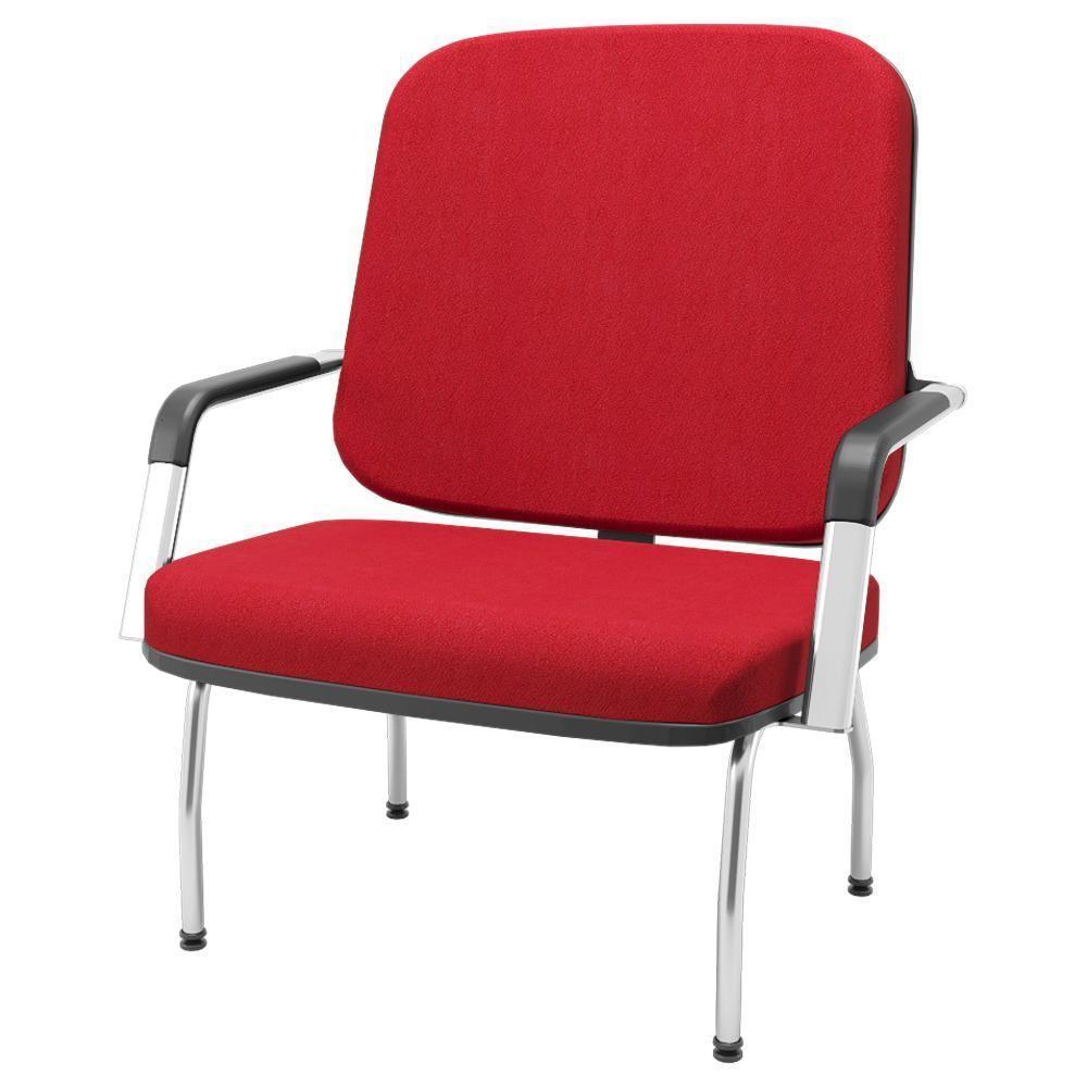 Cadeira De Escritório Recepção Com Braço Fixa Cromada Magno P03 Crepe Vermelho - Lyam Decor - 5