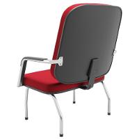 Cadeira De Escritório Recepção Com Braço Fixa Cromada Magno P03 Crepe Vermelho - Lyam Decor - 6