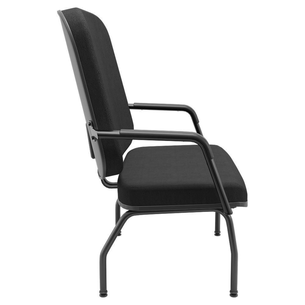 Cadeira De Escritório Recepção Com Braço Fixa Preta Magno P03 Crepe Preto - Lyam Decor - 2