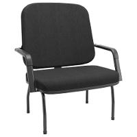 Cadeira De Escritório Recepção Com Braço Fixa Preta Magno P03 Crepe Preto - Lyam Decor - 1