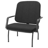 Cadeira De Escritório Recepção Com Braço Fixa Preta Magno P03 Crepe Preto - Lyam Decor - 5