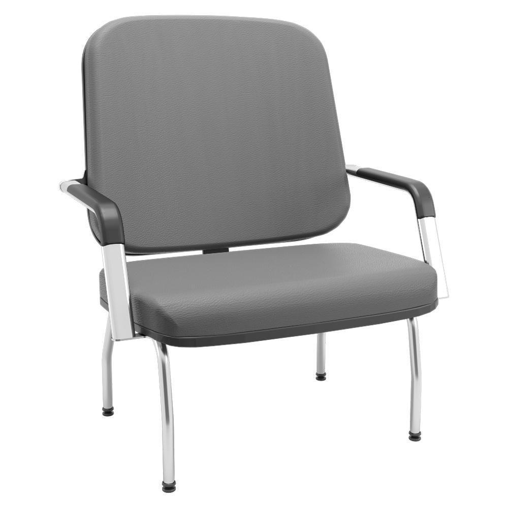 Cadeira De Escritório Recepção Com Braço Fixa Cromada Magno P03 Vinil Cinza - Lyam Decor - 1