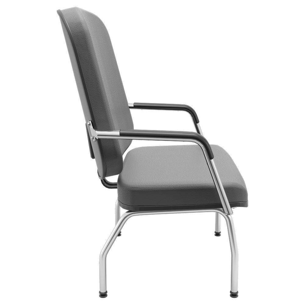 Cadeira De Escritório Recepção Com Braço Fixa Cromada Magno P03 Vinil Cinza - Lyam Decor - 4