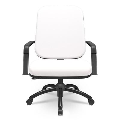 Cadeira De Escritório Giratória Com Braço Preta Magno P03 Vinil Branco - Lyam Decor