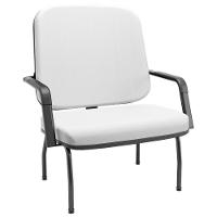 Cadeira De Escritório Recepção Com Braço Fixa Preta Magno P03 Vinil Branco - Lyam Decor - 1