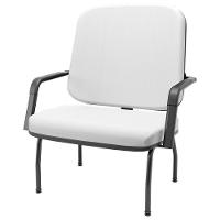 Cadeira De Escritório Recepção Com Braço Fixa Preta Magno P03 Vinil Branco - Lyam Decor - 5