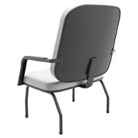 Cadeira De Escritório Recepção Com Braço Fixa Preta Magno P03 Vinil Branco - Lyam Decor - 6