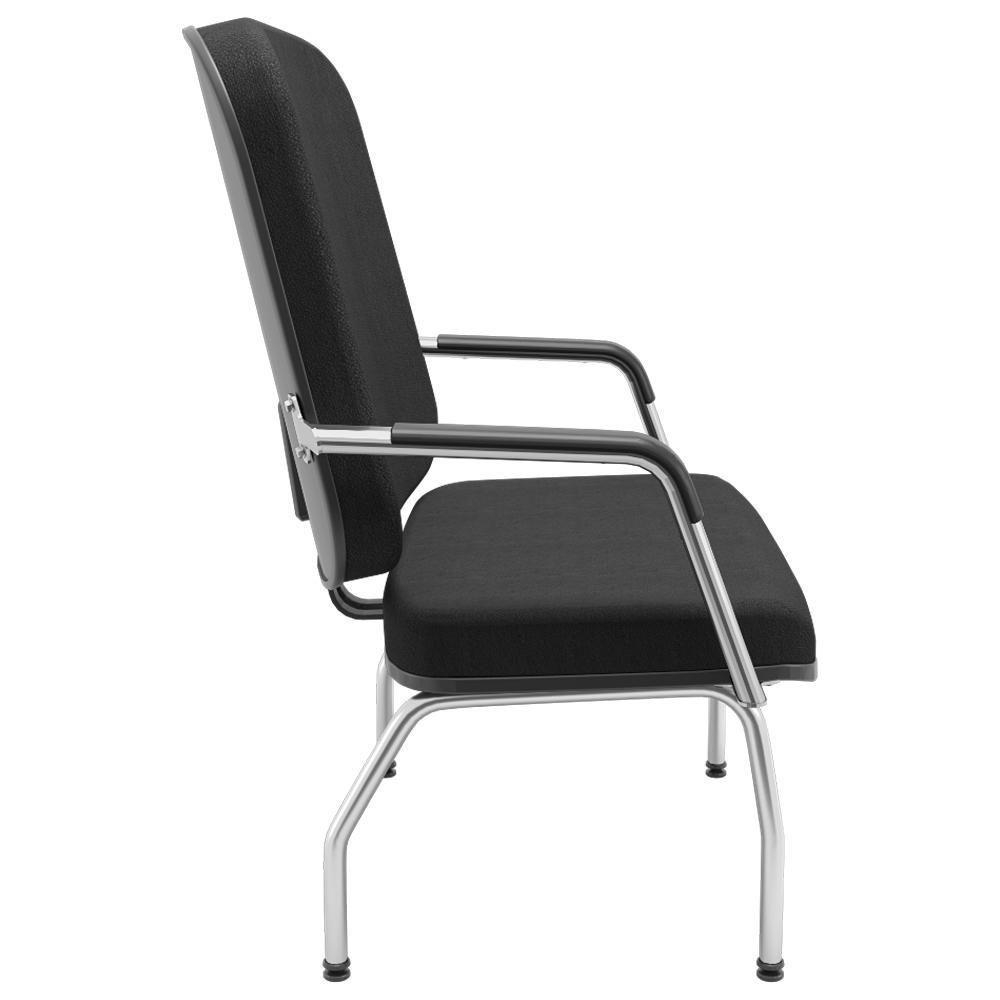 Cadeira De Escritório Recepção Com Braço Fixa Cromada Magno P03 Crepe Preto - Lyam Decor - 4